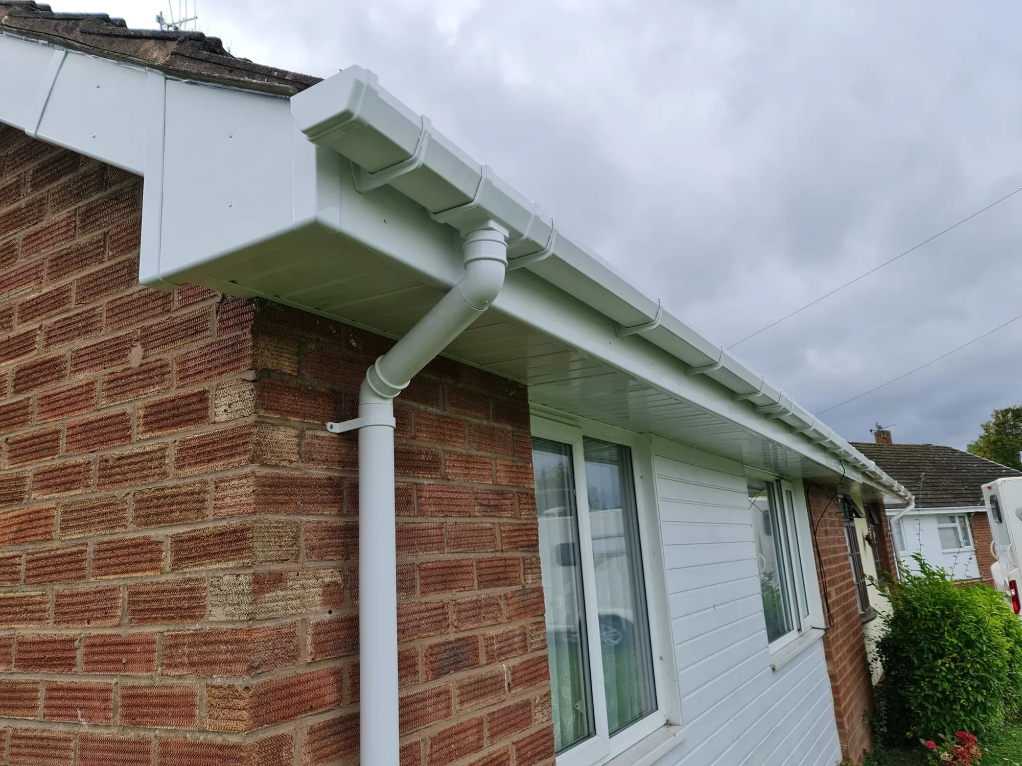 White fascias, soffits and guttering on a bungalow
