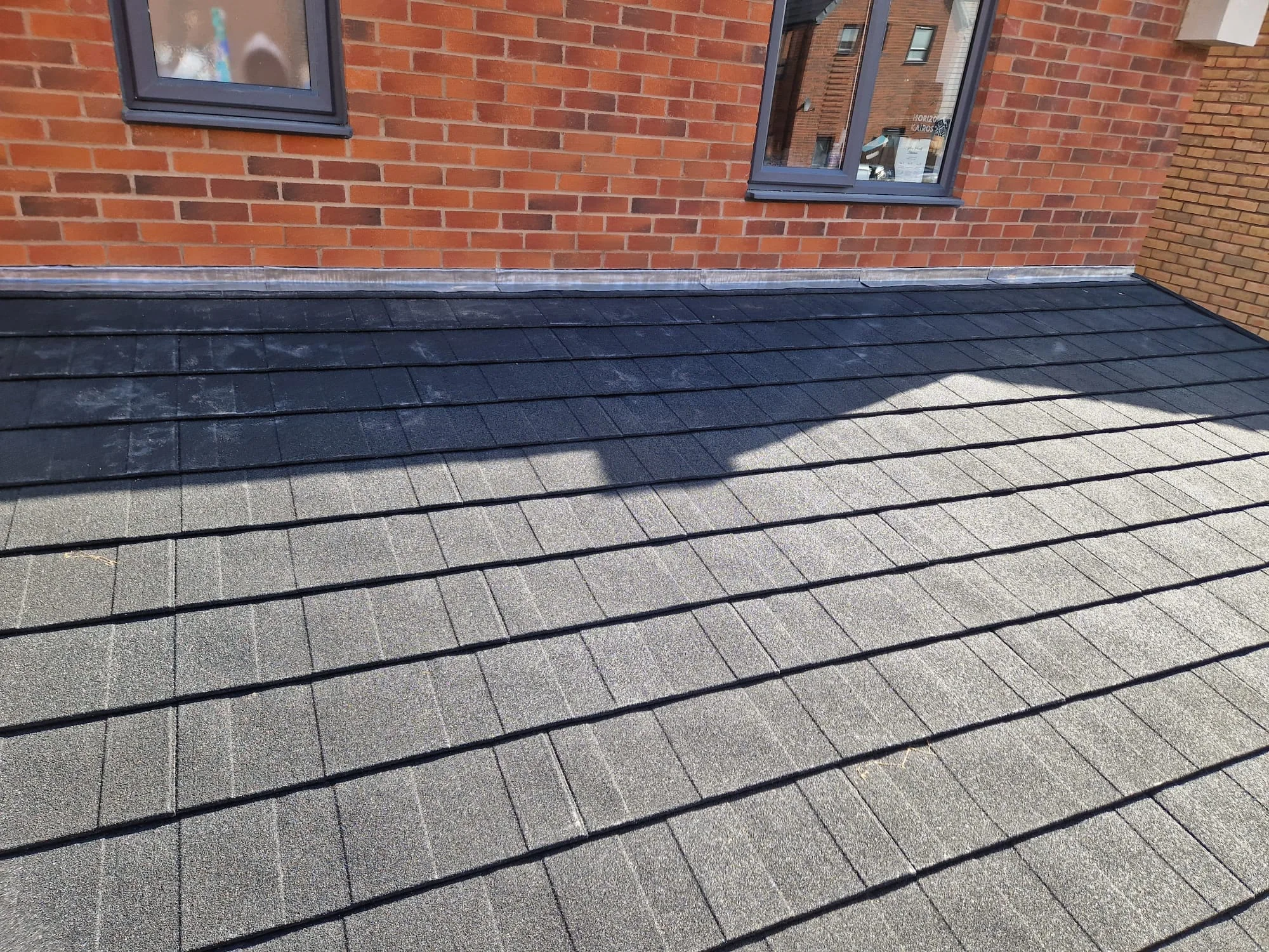 Close view of a completed tiled warm roof