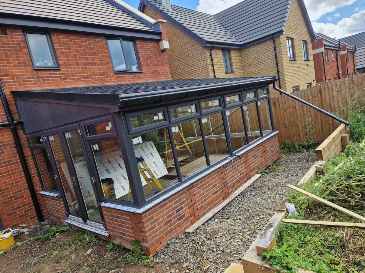 Completed lightweight tiled warm roof on a conservatory