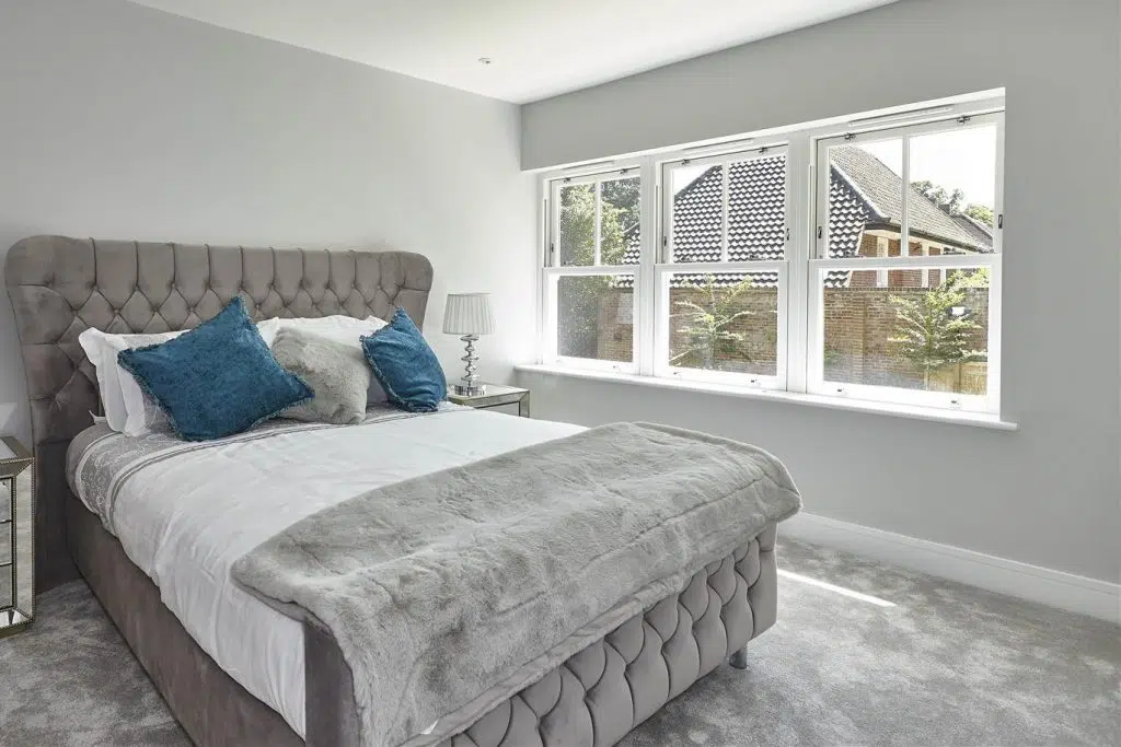 White sliding sash window
